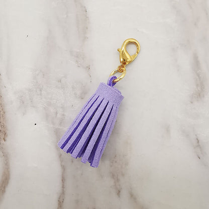 Mini Chunky Tassel Keychain PU Leather with Metal Clasp 8pcs 13
