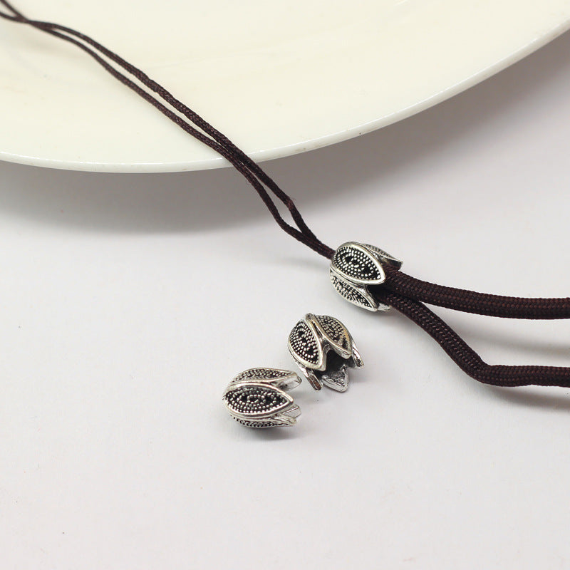 Tulip Metal Beads 9mm 11mm Vintage Distressed Antique Silver 100pcs 2