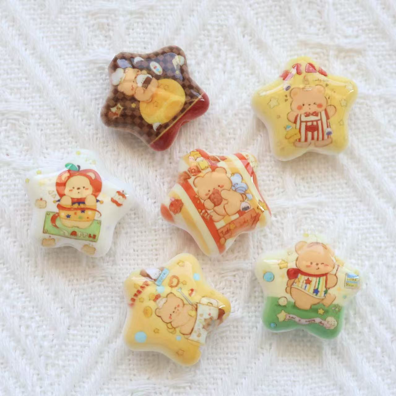 Butterbar Printed Star Acrylic Beads 25mm Glossy Pastel 20pcs 12