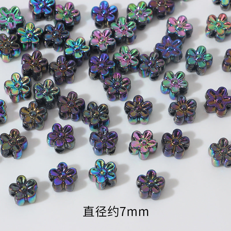 Plating AB Colored Floret Resin Beads 7mm Transparent 100pcs 18