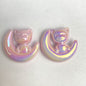 UV Plating Moon Cat Acrylic Beads 26mm Iridescent Pastel 50pcs 7