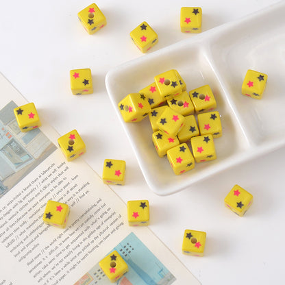 Star Acrylic Square Beads 10mm Colorful Tiny 10pcs 9