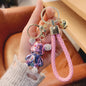 Acrylic Electroplated Bear Keychain with Braided Strap and Crystal Accents 8