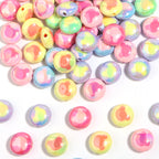 Two-Color Flat Round Bear Printed Acrylic Beads 18mm 10pcs 5