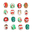 Hand Painted Transparent Glass Beads 14mm Christmas Motifs 10pcs 5