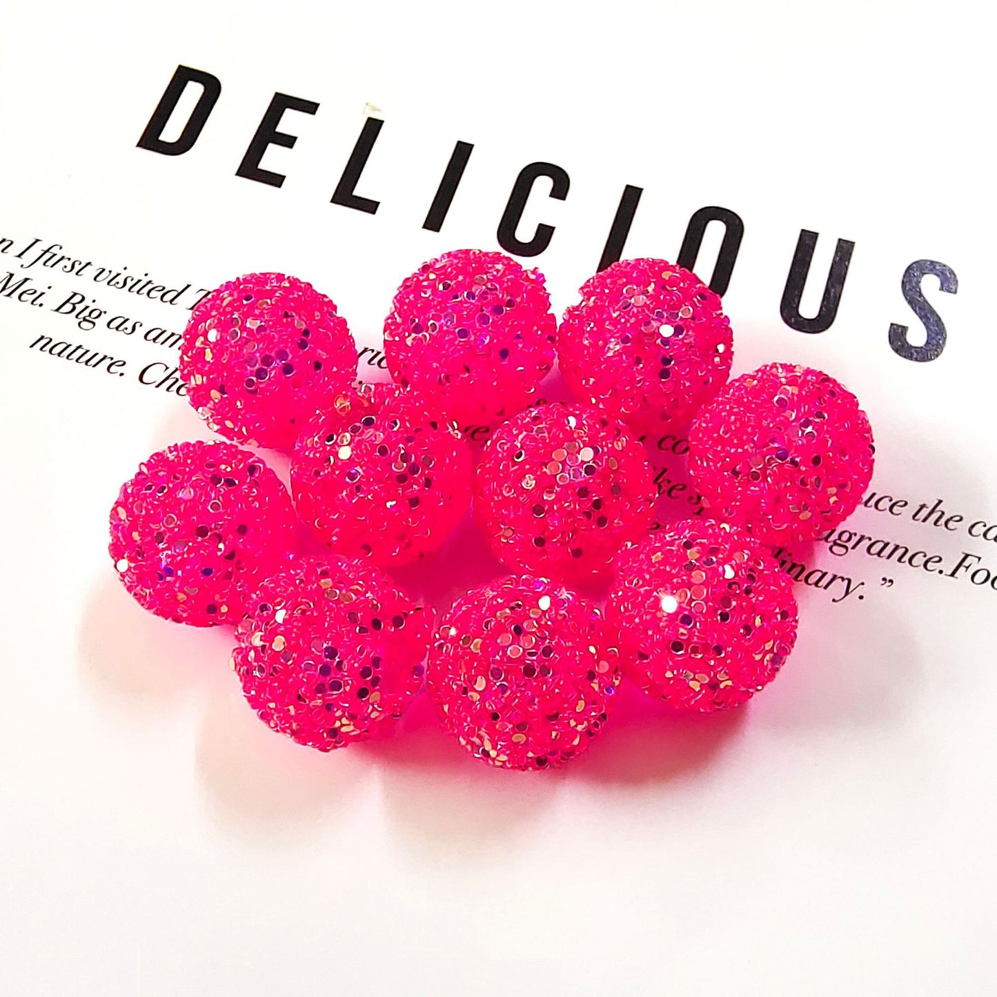 Glitter Bubblegum Beads 16mm Colorful Iridescent Sparkle 1pc 23
