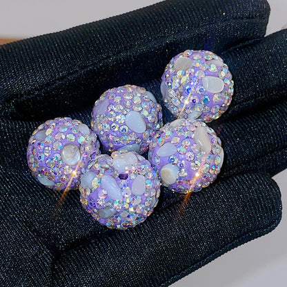 Natural Shell Embeded Rhinestone Bubblegum Ball Rhinestone Beads 16mm 10pcs 7