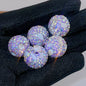Natural Shell Embeded Rhinestone Bubblegum Ball Rhinestone Beads 16mm 10pcs 7