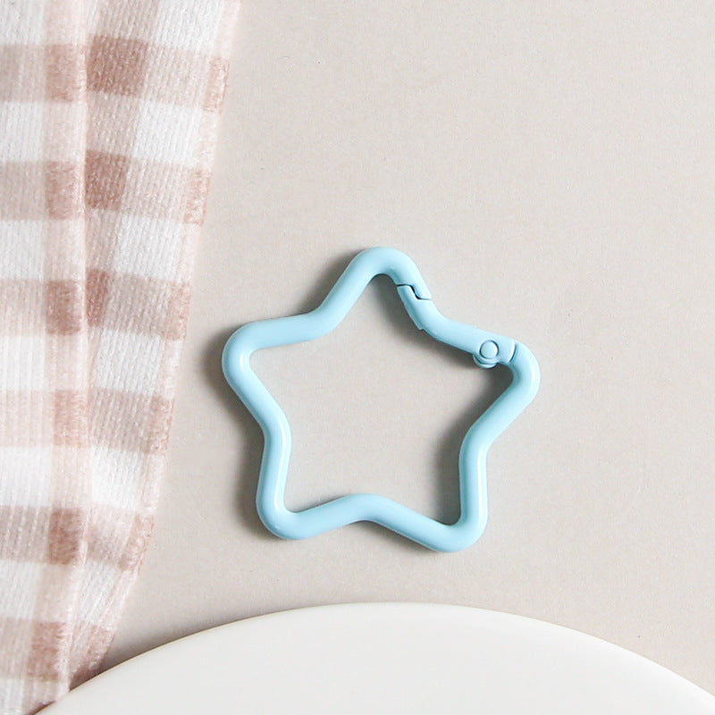 Zinc Alloy Star Trigger Spring Key Rings 41mm Baking Painted 6pcs 15