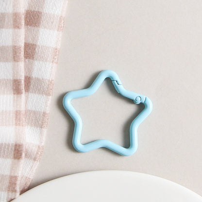 Zinc Alloy Star Trigger Spring Key Rings 41mm Baking Painted 6pcs 15