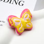 Hand Painted Butterfly Acrylic Beads 35mm Cream Double Color 6pcs 6