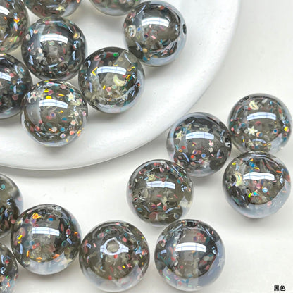 Clear Sparkle Glitter Resin Beads 16mm Round 10pcs 7