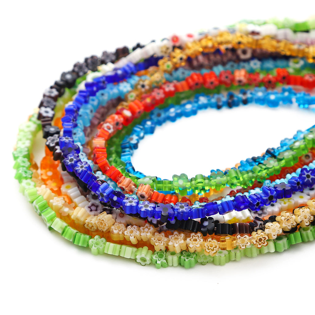 Colorful Flower Millefiori Glass Beads 4-8mm Mixed Sizes 2bags 2