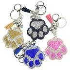 Rhinestone Cat Claw Keychain with Suede Tassel Zinc Alloy Material