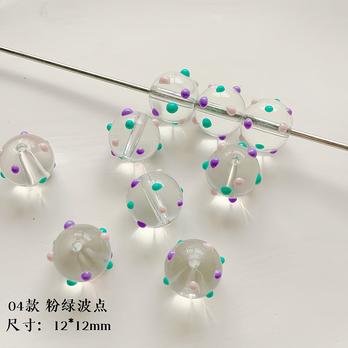 Hand Painted Transparent Glass Beads 12-14mm Christmas Series 1pc 25