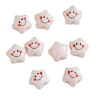 Smiley Star Ceramic Beads 12mm Glazed Multicolor 10pcs 5