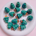Hand Painted Christmas Tree Acrylic Beads 20-28mm Bright Green 5pcs 3