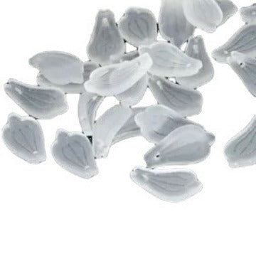Czech Frosted Jasmine Glass Beads 10x19mm Frosted White 100pcs 2
