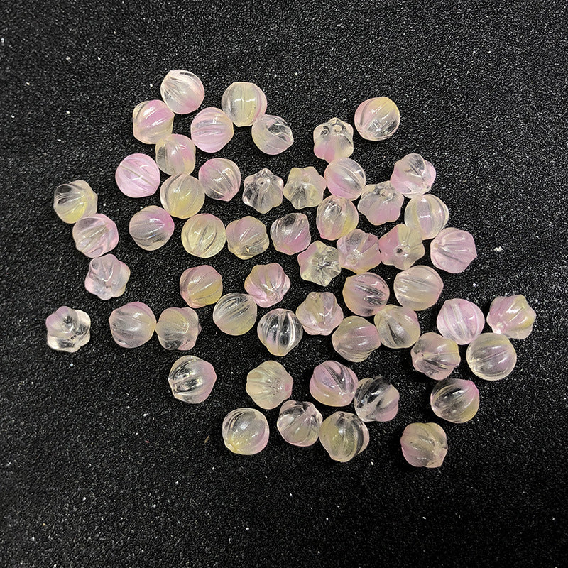 Czech Glass Beads Pumpkin 8mm Pastel Glow Grooved 100pcs 11