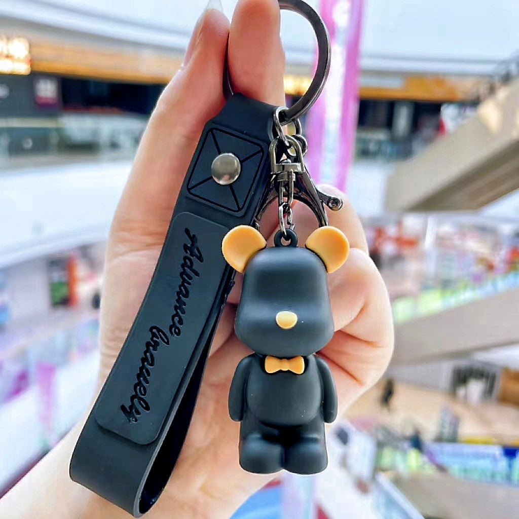 Silicone Bear Couple Keychain Nordic Style Soft Bow Tie Charm 10