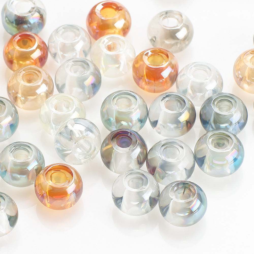 Electroplated Glass Beads 8 10mm Large Hole Rainbow Finish 50pcs 4
