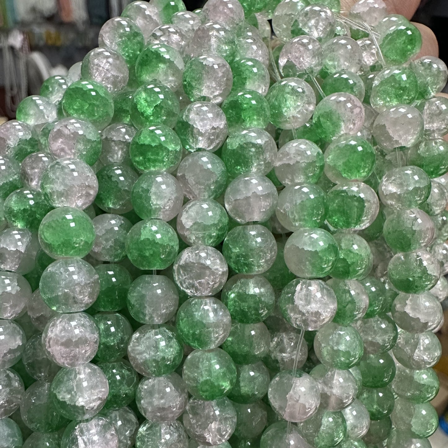 Crackle Glass Beads Round 8mm Dual Color Explosion 10 Strands 32