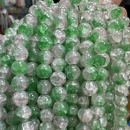 Crackle Glass Beads Round 8mm Dual Color Explosion 10 Strands 32