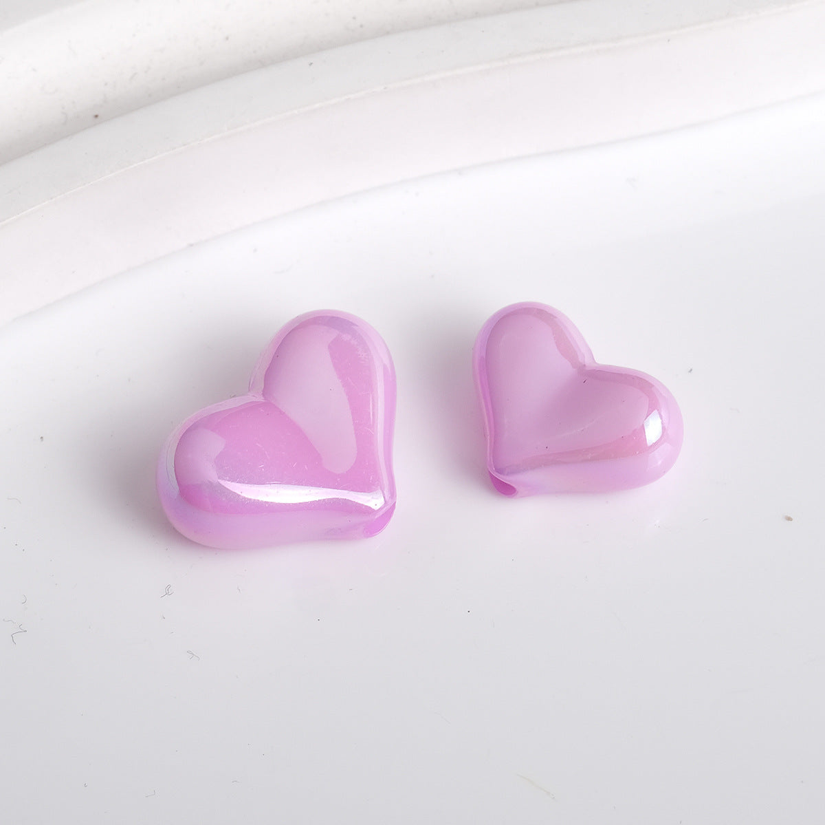 Solid Color Plating Heart Acrylic Flat Beads 13mm 17mm 250pcs 7