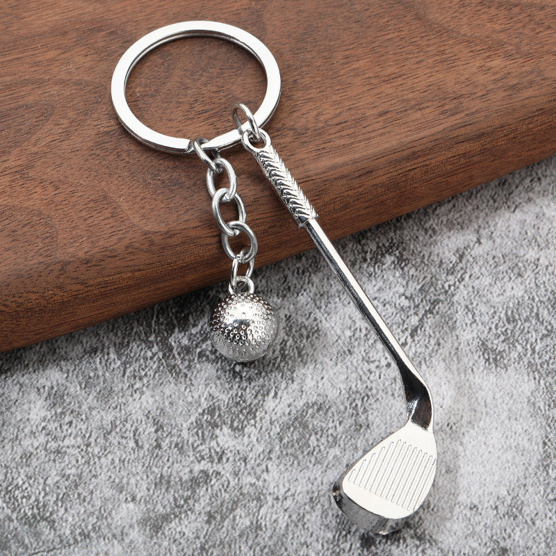 Metal Golf Club and Ball Keychain Zinc Alloy Silver 2