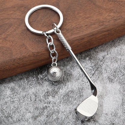 Metal Golf Club and Ball Keychain Zinc Alloy Silver 2
