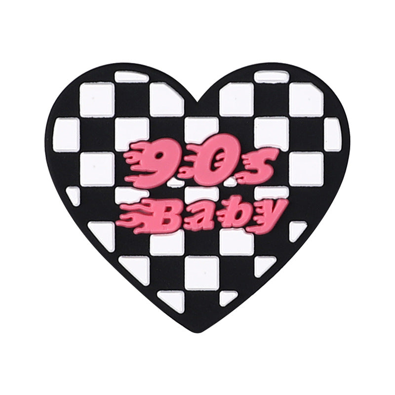 Silicone Focal Beads Love Heart Girl Power Pink Retro 20pcs 9