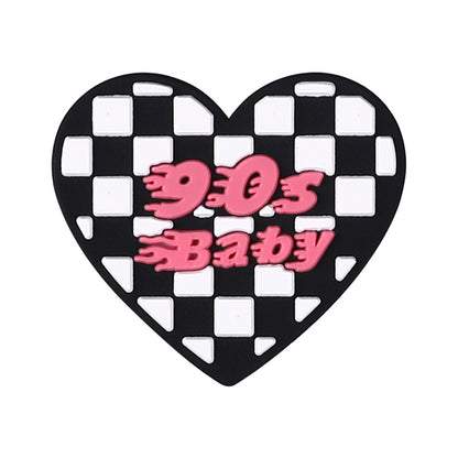 Silicone Focal Beads Love Heart Girl Power Pink Retro 20pcs 9