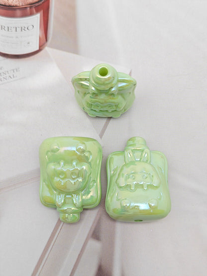 UV Plating Sucking Jelly Acrylic Beads 32mm Glossy Pastel Smile 50pcs 11