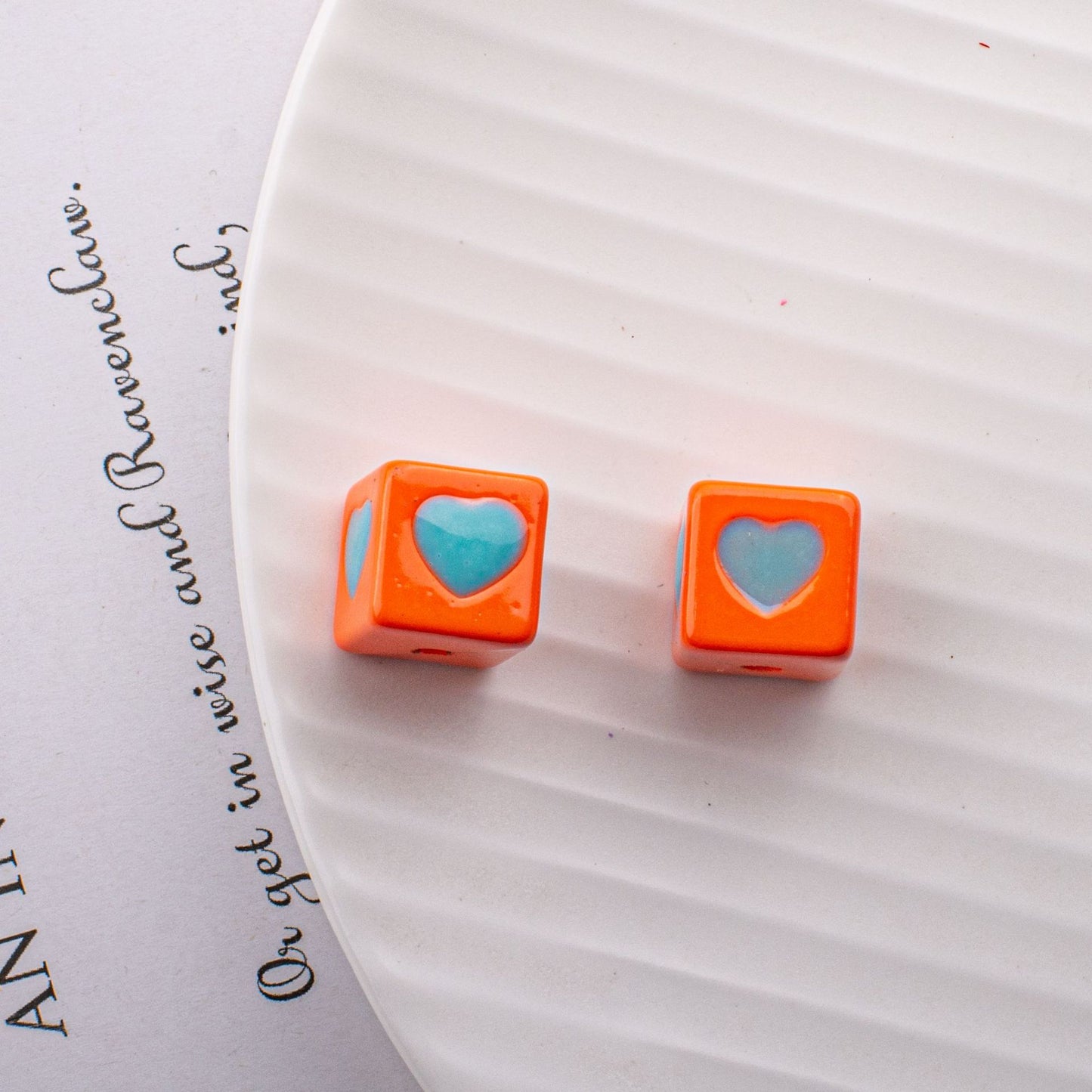 Warm Winter Color Series Heart Acrylic Square Beads 12.5mm 20pcs 7