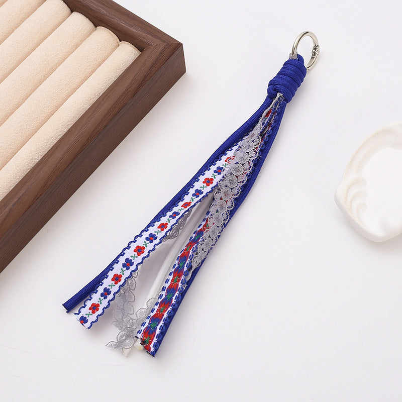 Braided Boho Lace Tassel Crochet Keychain Polyester 19cm 4pcs 6