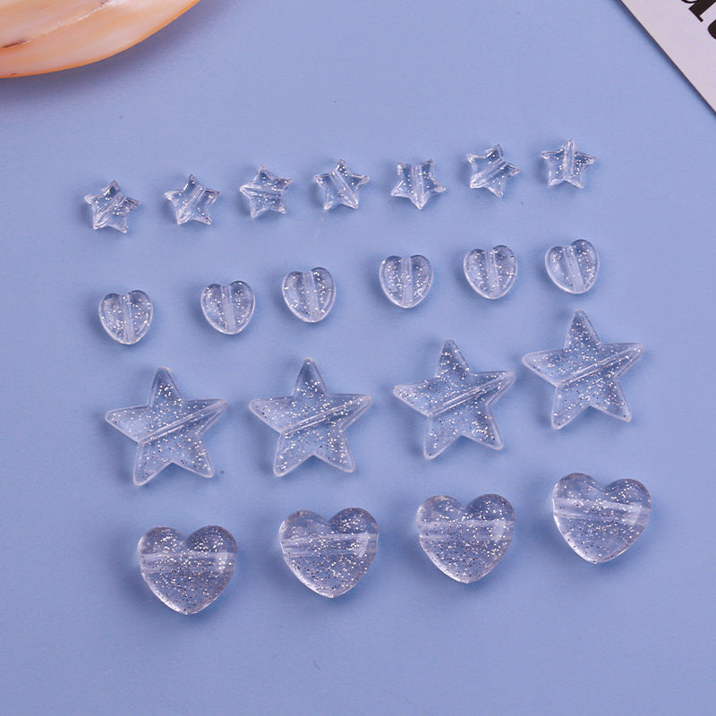 Transparent Heart Star Acrylic Beads 9-21mm Powder Glitter 1pc 4