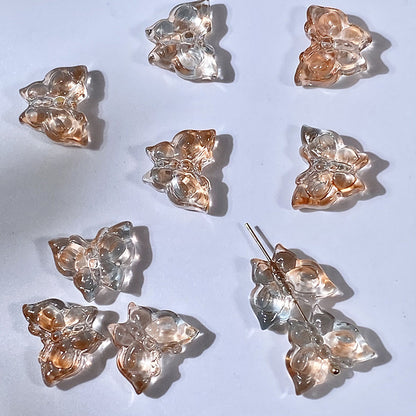 Phoenix Tail Butterfly Glass Beads 12x15mm Translucent Mixed Colors 50pcs 12