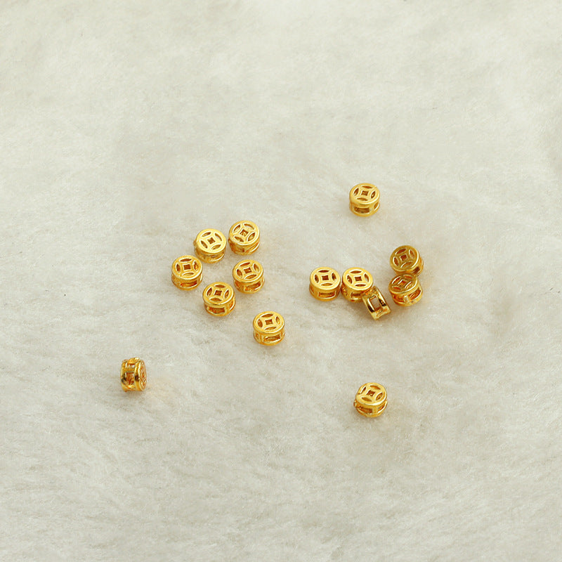 Brass Hollow Ancient Coin Metal Beads 4mm Decorative 30pcs 3