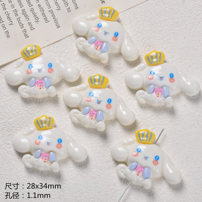 3D Enamel Character Resin Beads Glossy Pastel 2pcs 12