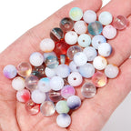 Transparent Round Glass Beads 8mm Color Plated Mixed Colors 50pcs 4