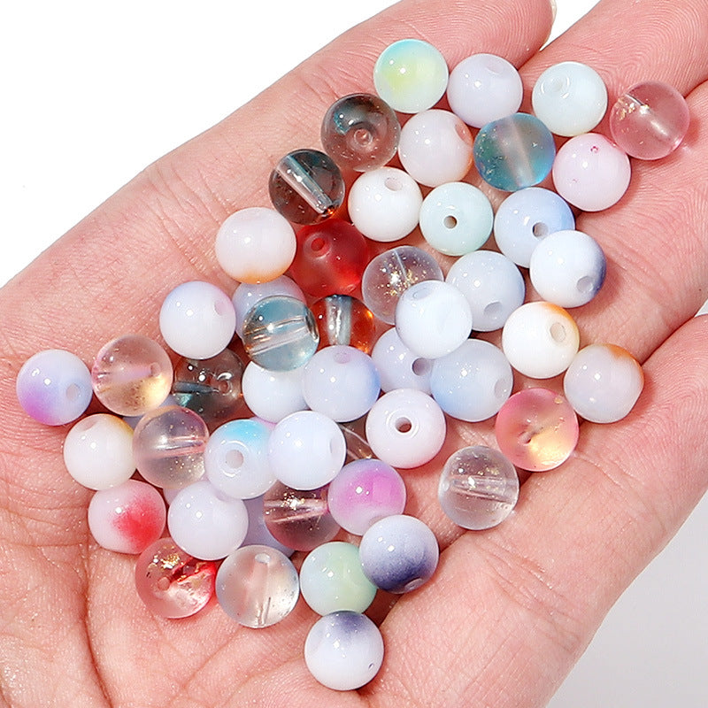 Transparent Round Glass Beads 8mm Color Plated Mixed Colors 50pcs 4
