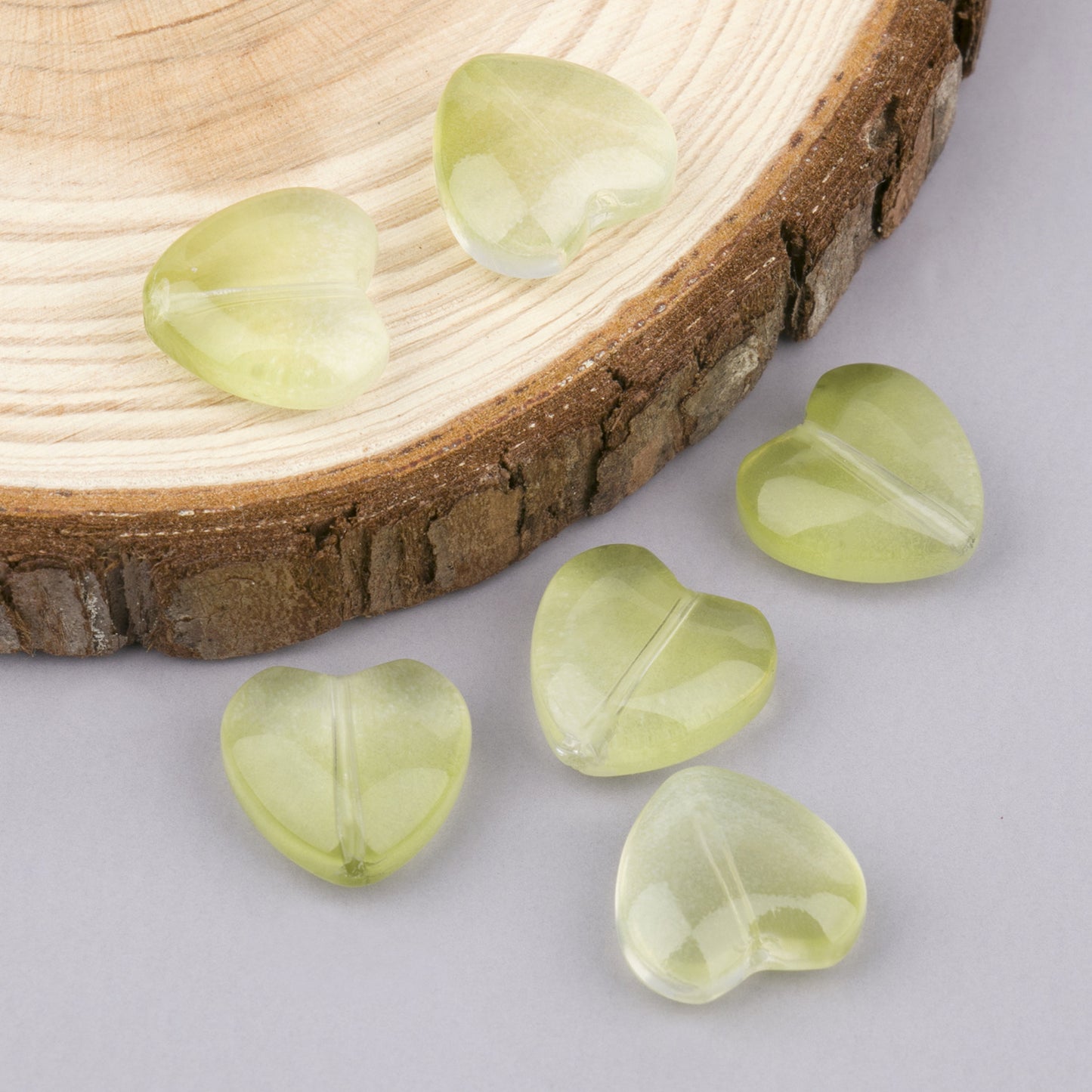 Colored Heart-Shaped Transparent Glass Beads 12mm 20pcs 8