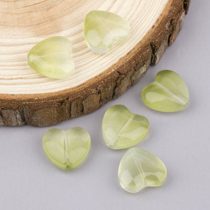 Colored Heart-Shaped Transparent Glass Beads 12mm 20pcs 8