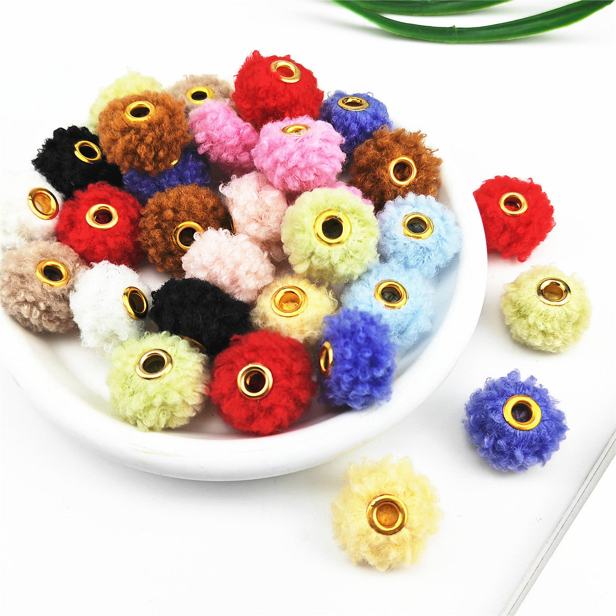 Fabric Spacer Beads 13x20mm Imitation Teddy Wool 20pcs