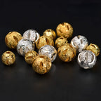 Brass Round Metal Beads 6-10mm Matte Wrinkle Hollow 40pcs