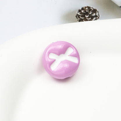 Baking Painted Acrylic Beads 18mm Enamel Candy Letter 50pcs 28