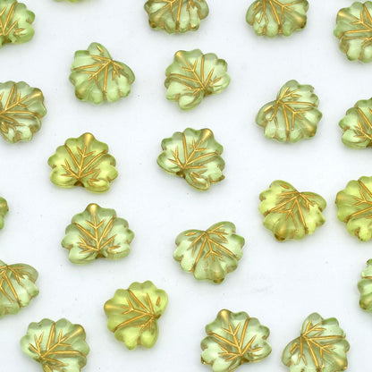 Clear Leaf Acrylic Beads 13mm Gild Embellished 100pcs 8