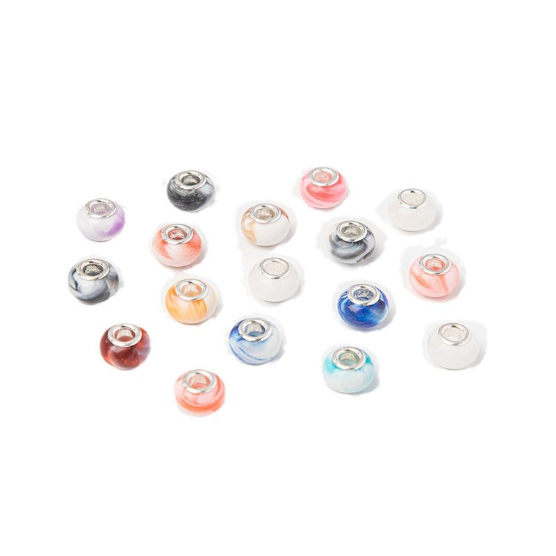 Acrylic Round Spacer Beads 14mm Ink Imitation Ceramic Large Hole 50pcs 5