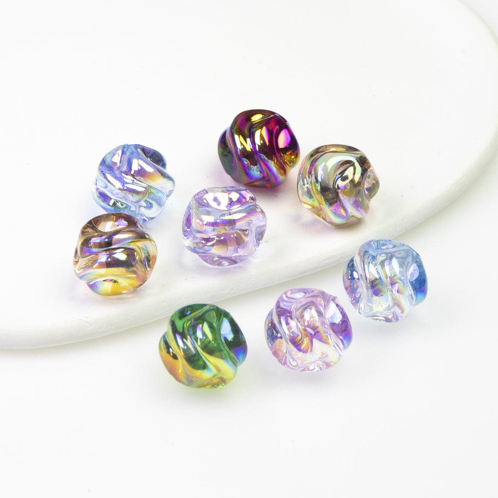 Transparent Twist Acrylic Beads 15mm 16mm Plated Assorted 20pcs 4