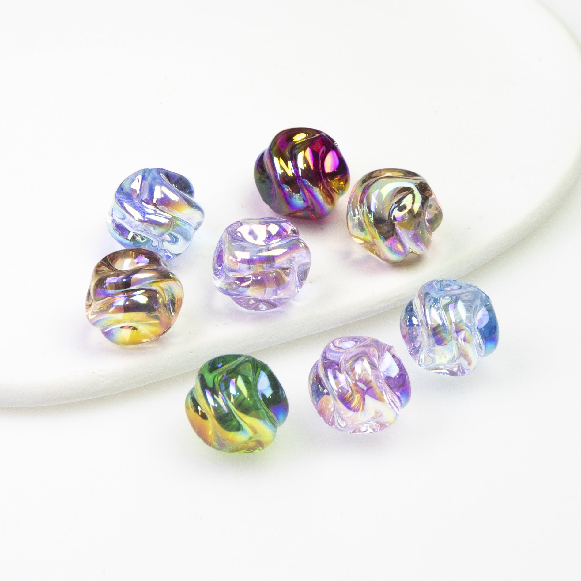 Transparent Twist Acrylic Beads 15mm 16mm Plated Assorted 20pcs 4